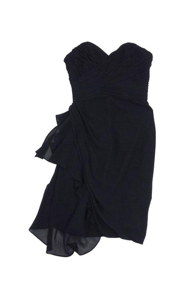 Current Boutique-Badgley Mischka - Black Gathered Chiffon Dress Sz 4