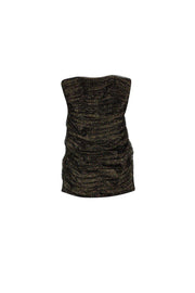 Current Boutique-Badgley Mischka - Black & Gold Gathered Strapless Dress Sz 10