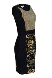 Current Boutique-Badgley Mischka - Black & Gold Sheath Dress w/ Rhinestone Detailing Sz 6