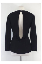 Current Boutique-Badgley Mischka - Black Open Back Silk Jacket Sz 4
