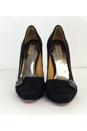 Current Boutique-Badgley Mischka - Black Satin & Jewel Heels Sz 9