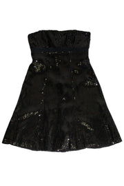 Current Boutique-Badgley Mischka - Black Sequin Strapless Dress Sz 4