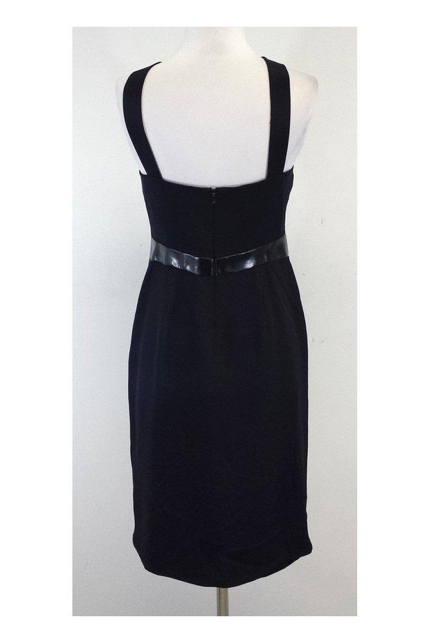 Current Boutique-Badgley Mischka - Black Silk & Patent Leather Dress Sz 6
