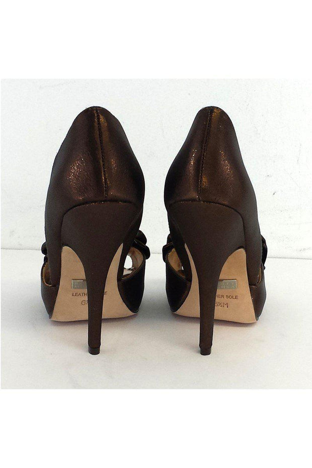 Current Boutique-Badgley Mischka - Bronze Peep Toe Bow Heels Sz 6.5
