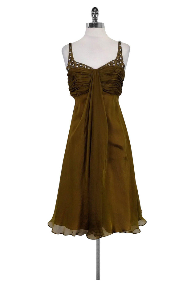 Current Boutique-Badgley Mischka - Dark Gold Embellished Dress Sz 4
