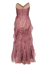Current Boutique-Badgley Mischka - Mauve Strapless Ruffled Skirt Gown Sz 2