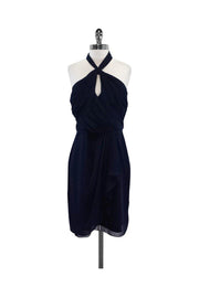 Current Boutique-Badgley Mischka - Navy Blue Silk Halter Dress Sz 12