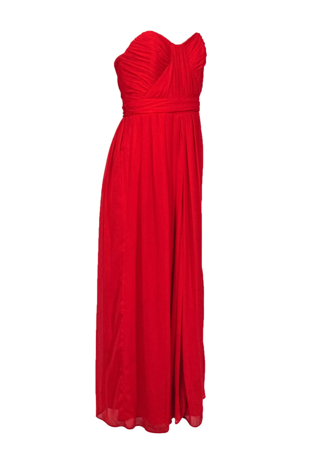 Current Boutique-Badgley Mischka - Red Strapless Maxi Gown Sz 6