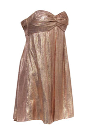 Current Boutique-Badgley Mischka - Rose Gold Shimmery Strapless Mini Dress w/ Overlay Sz 2