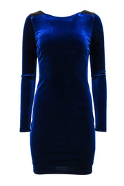 Current Boutique-Badgley Mischka - Royal Blue Velvet Dress w/ Open Draped Back Sz XS