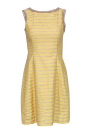 Current Boutique-Badgley Mischka - Yellow Striped A-Line Dress w/ Chain Trim Sz 2