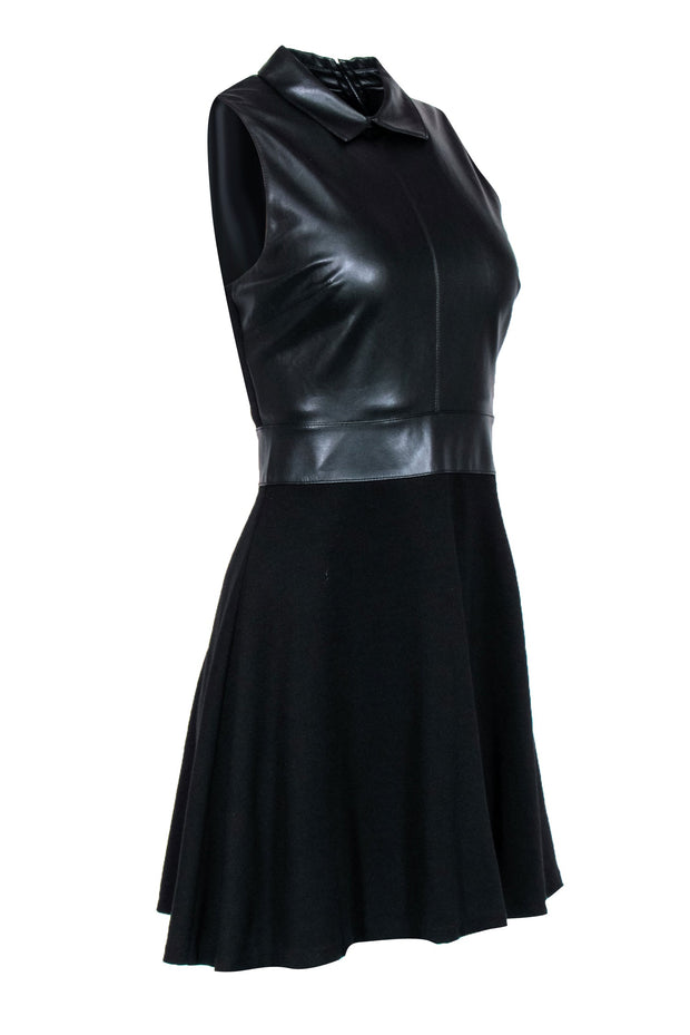 Current Boutique-Bailey 44 - Black Faux Leather Bodice Dress Sz M