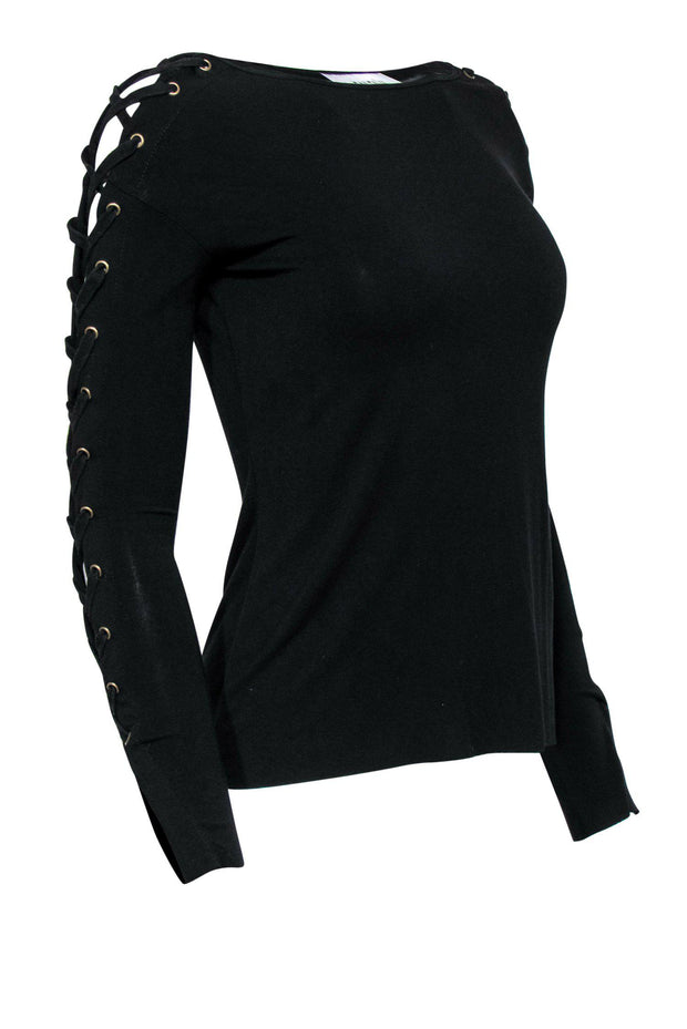 Current Boutique-Bailey 44 - Black Lace-Up Sleeve Top Sz S