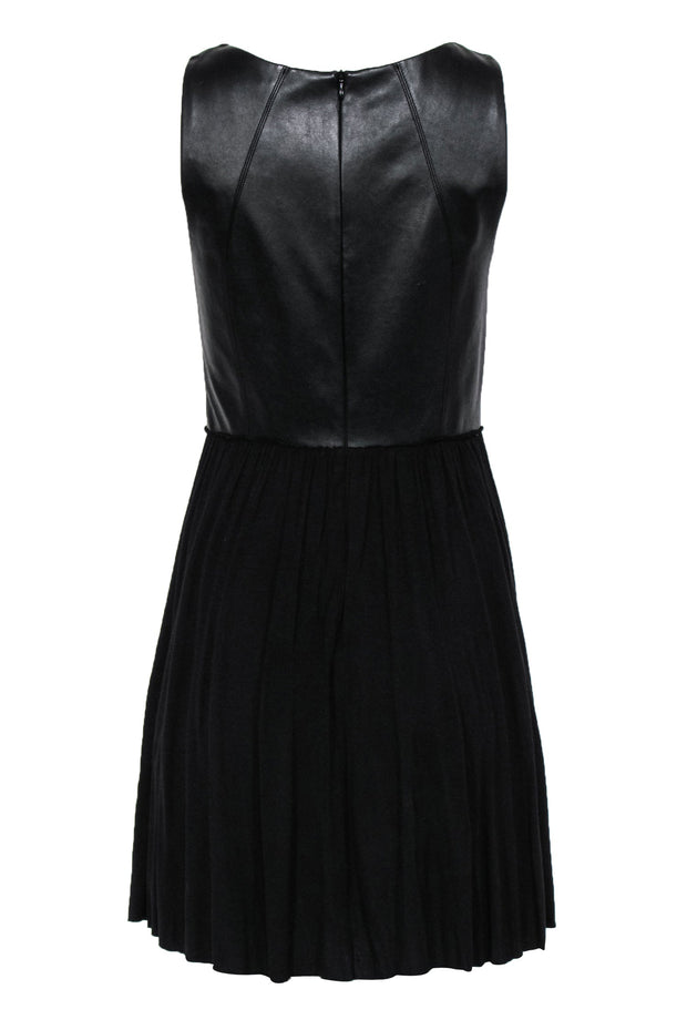 Current Boutique-Bailey 44 - Black Leather Bodice A-Line Dress Sz M