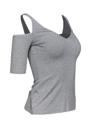 Current Boutique-Bailey 44 - Black & White Striped Cold-Shoulder T-Shirt Sz XS