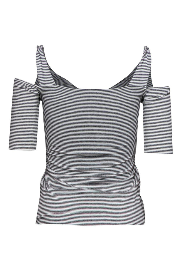 Current Boutique-Bailey 44 - Black & White Striped Cold-Shoulder T-Shirt Sz XS