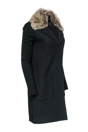 Current Boutique-Bailey 44 - Black Wool Blend Longline Coat w/ Faux Fur Collar Sz S