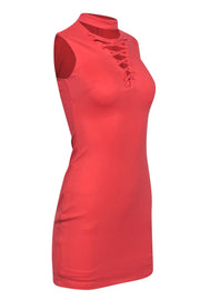 Current Boutique-Bailey 44 - Coral Lace-Up Mock Neck Bodycon Dress Sz XS