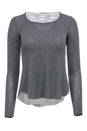 Current Boutique-Bailey 44 - Grey Draped Lace-Up Back Sweater w/ Silk Layer Sz XS