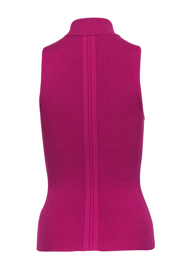 Current Boutique-Bailey 44 - Magenta Sleeveless Mock Neck Ribbed "Zoe" Sweater w/ Cutout Sz M