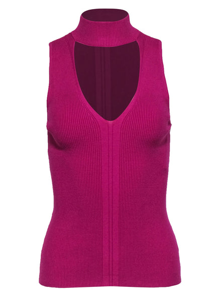 Current Boutique-Bailey 44 - Magenta Sleeveless Mock Neck Ribbed "Zoe" Sweater w/ Cutout Sz M