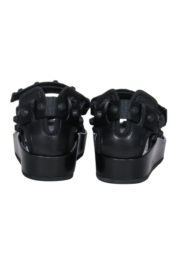 Current Boutique-Balenciaga - Black Leather Strappy Platform Sandals w/ Studs Sz 8.5
