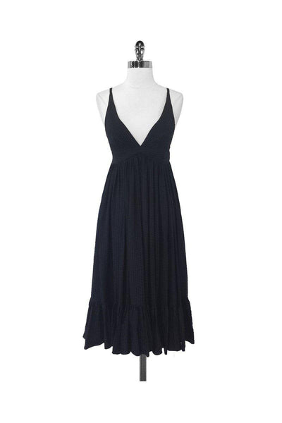 Current Boutique-Balenciaga - Black Silk Babydoll Dress w/ Ruffle Hem Sz 8