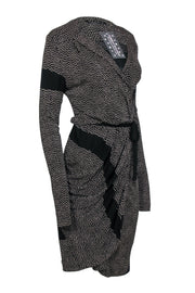Current Boutique-Balenciaga - Black & Tan Polka Dot Wrap Dress Sz 6