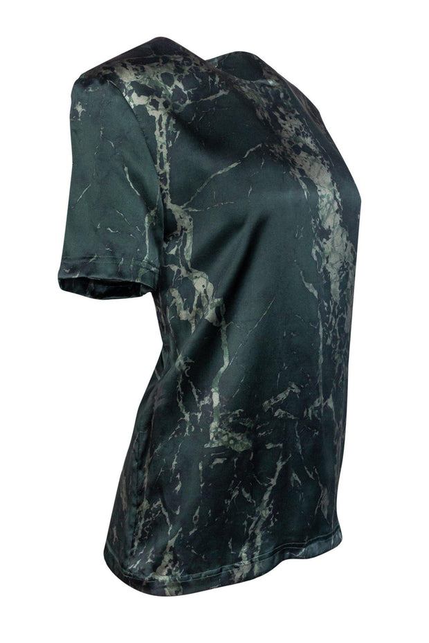 Current Boutique-Balenciaga - Green Marble Print Silk Top Sz 6