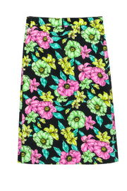 Current Boutique-Balenciaga - Green & Pink Printed Floral Denim Skirt Sz S