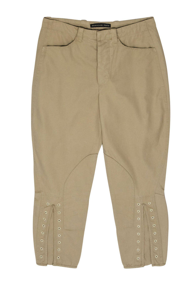 Current Boutique-Balenciaga - Khaki Football-Style Skinny Cropped Pants Sz 2