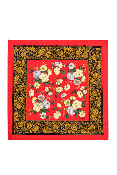 Current Boutique-Balenciaga - Red Floral Silk Square Scarf