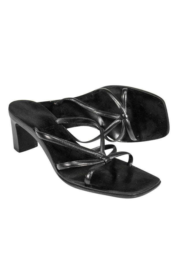 Current Boutique-Bally - Black Strappy Square-Toe Heeled Mules Sz 6