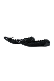 Current Boutique-Bally - Black Suede Flats w/ Patent Leather Trim Sz 10