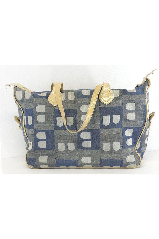 Current Boutique-Bally - Blue & Cream Canvas Tote Bag