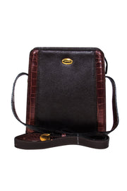 Current Boutique-Bally - Brown Pebbled Leather & Alligator Embossed Rectangle Crossbody