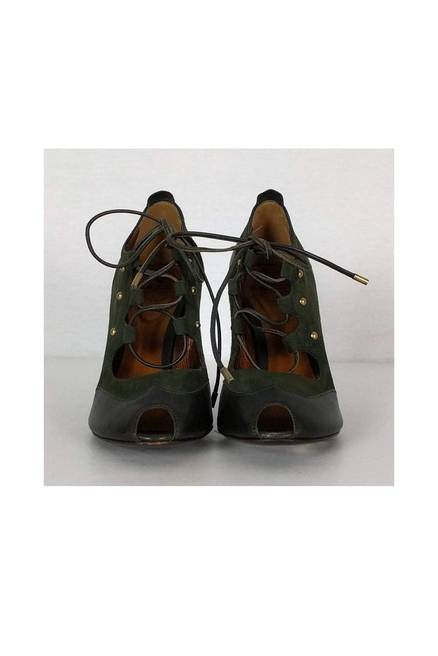 Current Boutique-Bally - Green & Black Peep Toe Mary Jane Pumps Sz 5.5