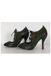 Current Boutique-Bally - Green & Black Peep Toe Mary Jane Pumps Sz 5.5