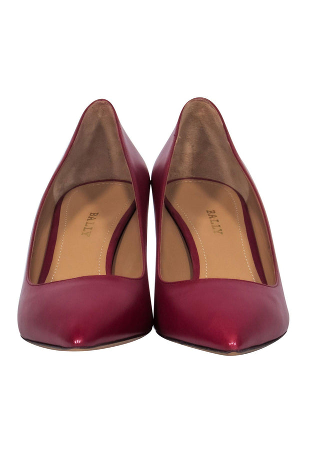 Current Boutique-Bally - Maroon Leather Pointed Toe "Elaise" Pumps Sz 9.5
