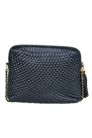Current Boutique-Bally - Midnight Blue Quilted Leather Crossbody w/ Chain Strap