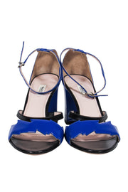 Current Boutique-Bally - Patent Blue & Black Thunderbolt Strappy Sandals Sz 10.5