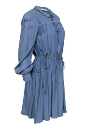 Current Boutique-Bally - Slate Blue Peasant-Style Dress w/ Ruching Sz 6
