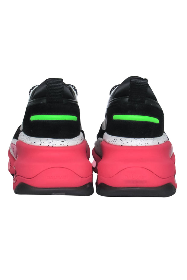 Current Boutique-Balmain - Black, White & Pink Chunky "B-Bold" Sneakers Sz 10