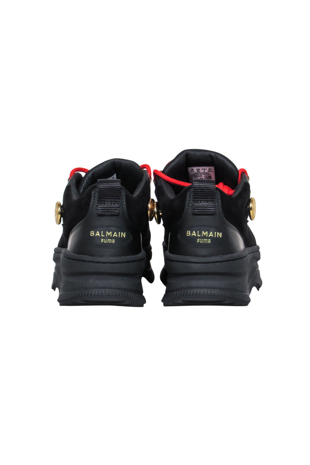Current Boutique-Balmain x Puma - Black w/ Red Lace Sneaker Sz 6