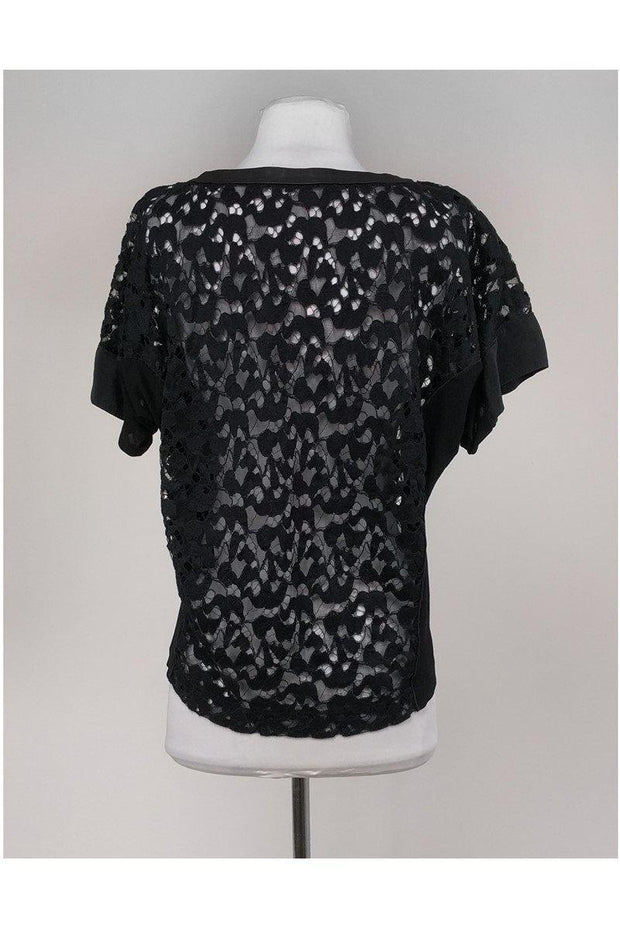Current Boutique-Barbara Bui - Black Lace Short Sleeve Blouse Sz 6