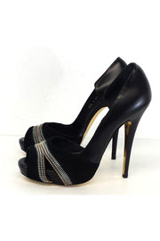 Current Boutique-Barbara Bui - Black Leather & Suede Peep Toe Heels Sz 9
