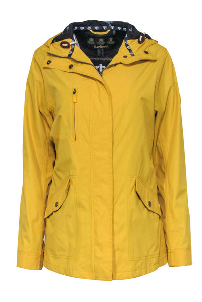 Current Boutique-Barbour - Yellow Waterproof Zip-Up Hooded Rain Jacket Sz 10