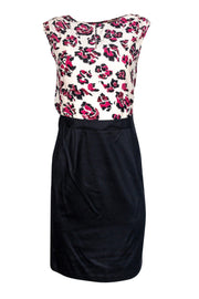 Current Boutique-Barney's New York Co-Op - Cream & Pink Floral Dress w/ Black Skirt Sz 2