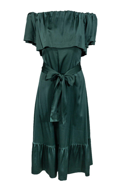 Current Boutique-Barney's New York - Emerald Off-the-Shoulder Maxi Dress Sz 4