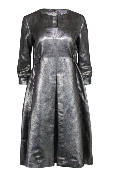 Current Boutique-Barney’s New York - Gold Metallic A-Line Dress w/ Belt Detail Sz 6